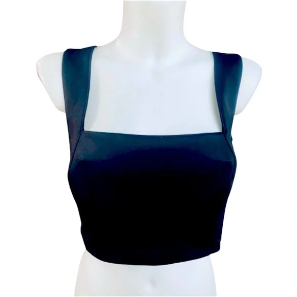 Marciano Jet Black Sleeveless Gold Back Zip Cut Out Top Size Medium Like New - Picture 5 of 13